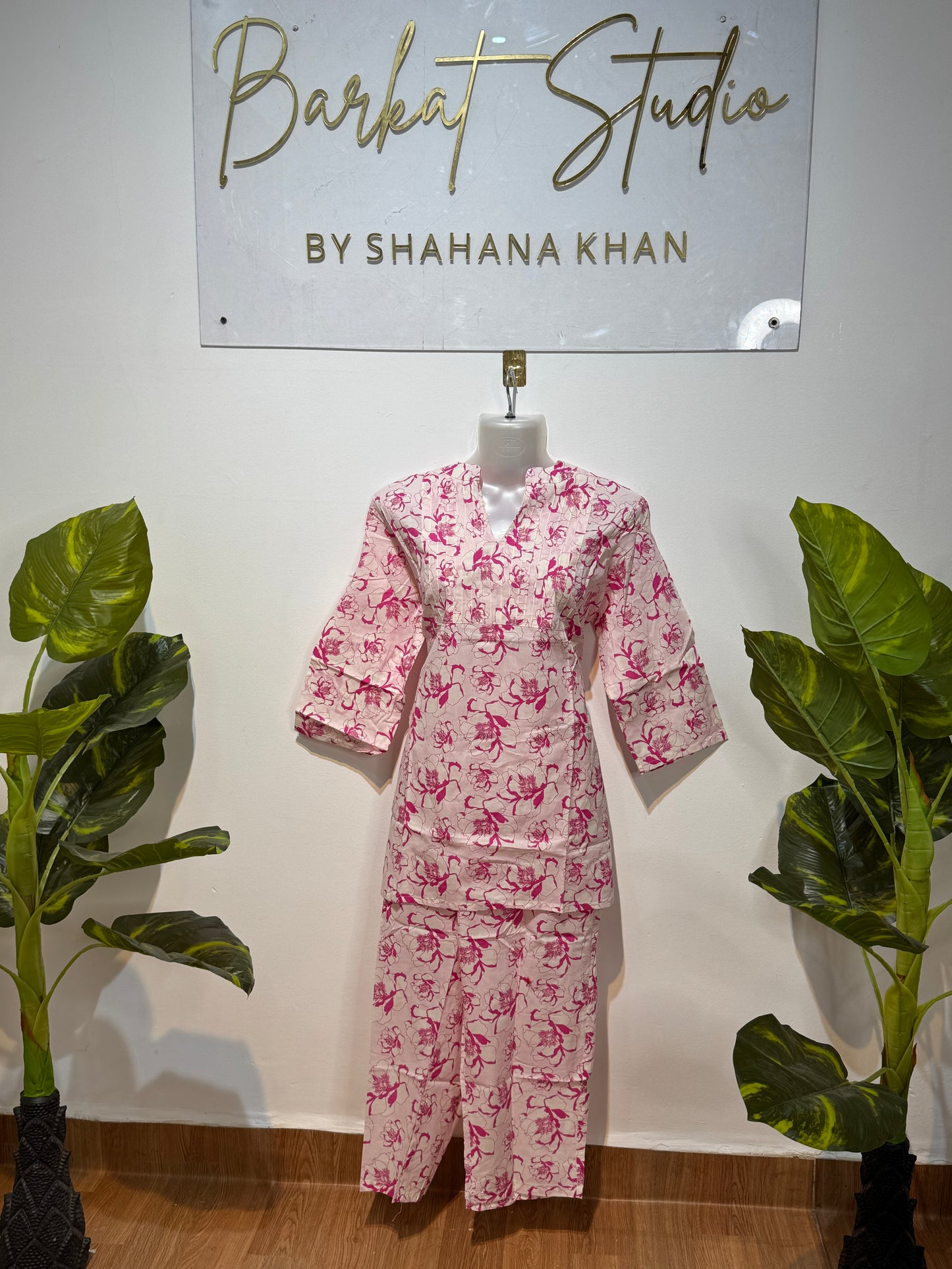 Women's Pink Floral Printed Cotton Co-ord Set