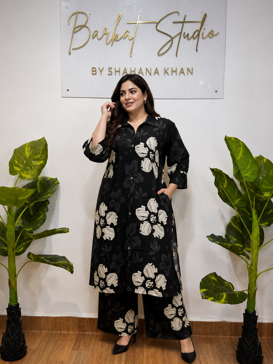 Bloom Black Floral Co-Ord Set