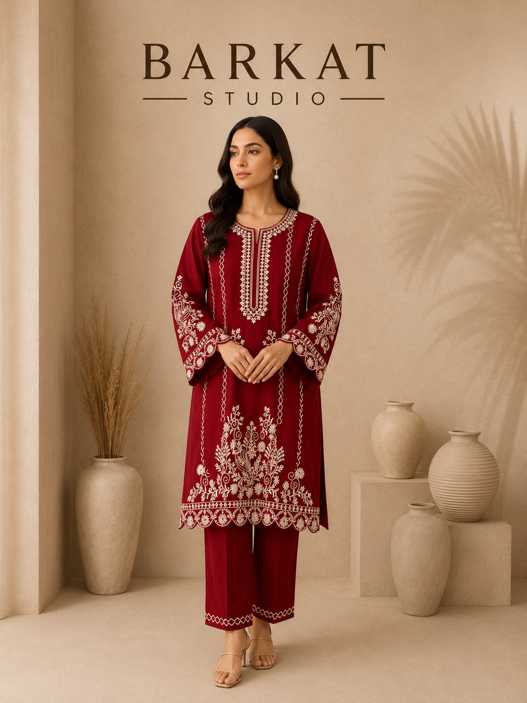 barkat red co-ord set