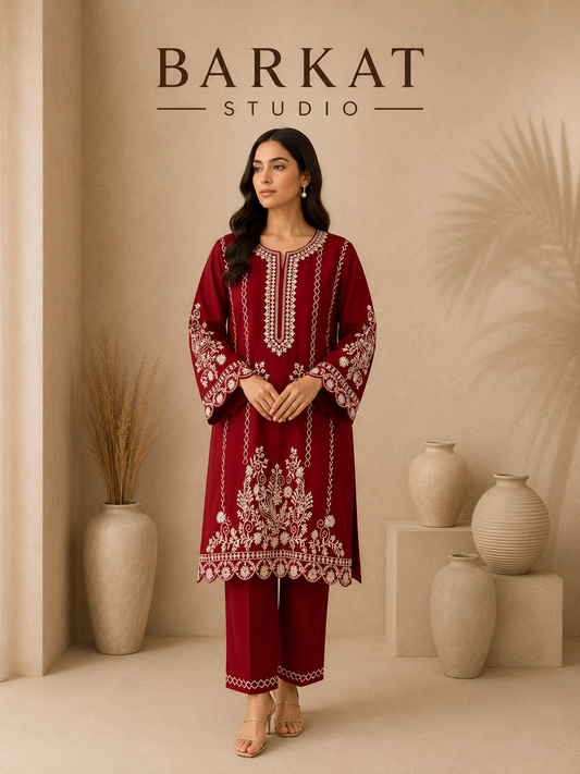 barkat red co-ord set
