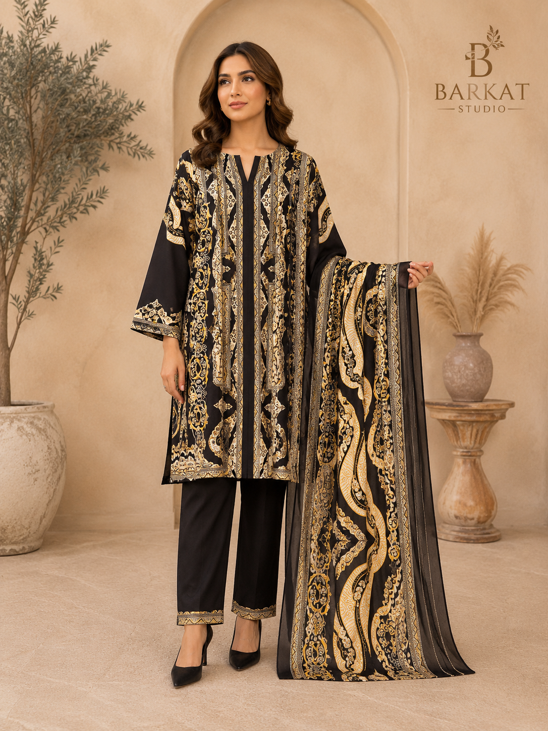turkish black printed