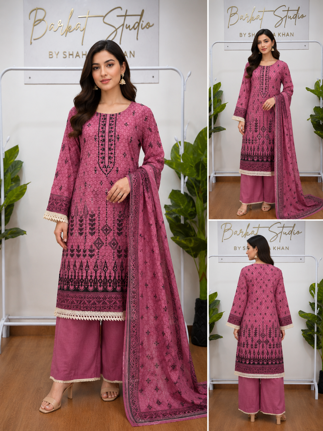 Women's Pakistani Printed Lawn Suit Set with Dupatta