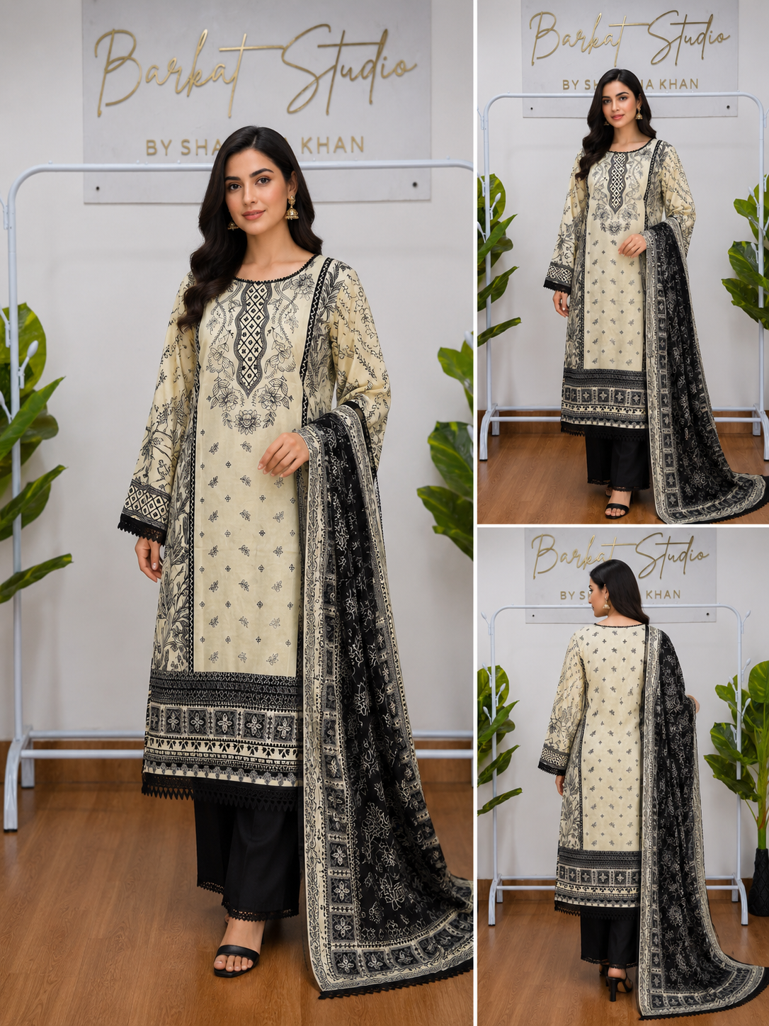 Women's Pakistani Printed Lawn Suit Set with Dupatta
