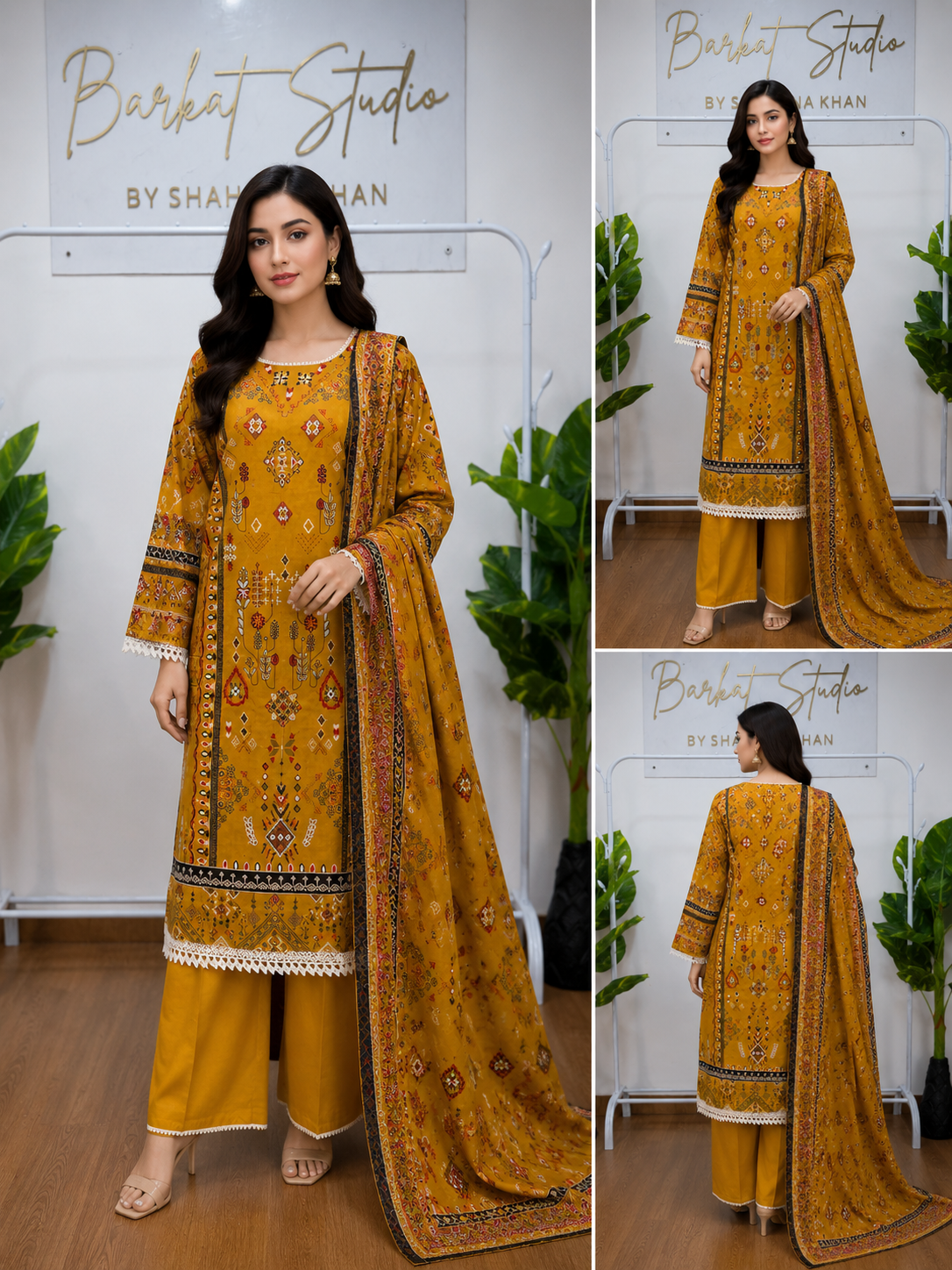 Women's Pakistani Printed Lawn Suit Set with Dupatta