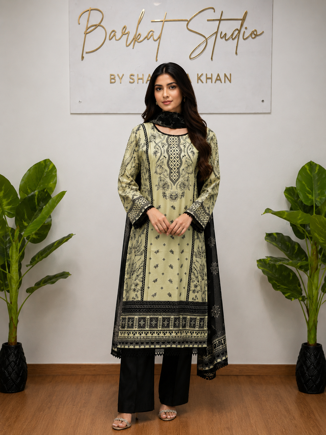 Women's Pakistani Printed Lawn Suit Set with Dupatta