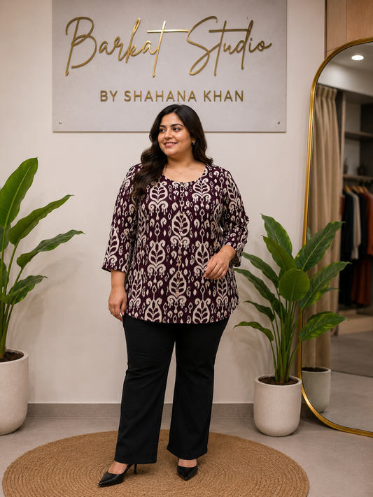 Barkat Studio Noir Ikat Printed Cotton Kurti
