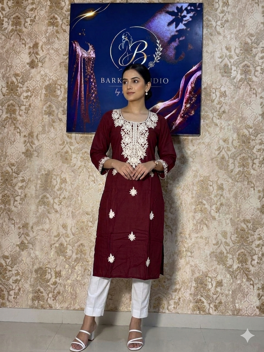 Embroidered Straight Kurti