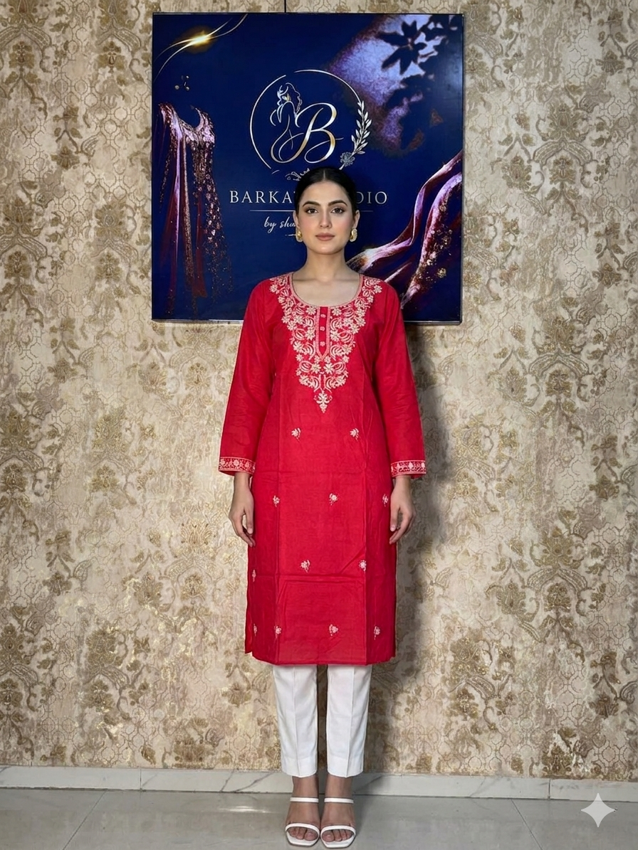 Embroidered Straight Kurti