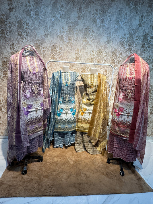 Unstitched pure cotton suits