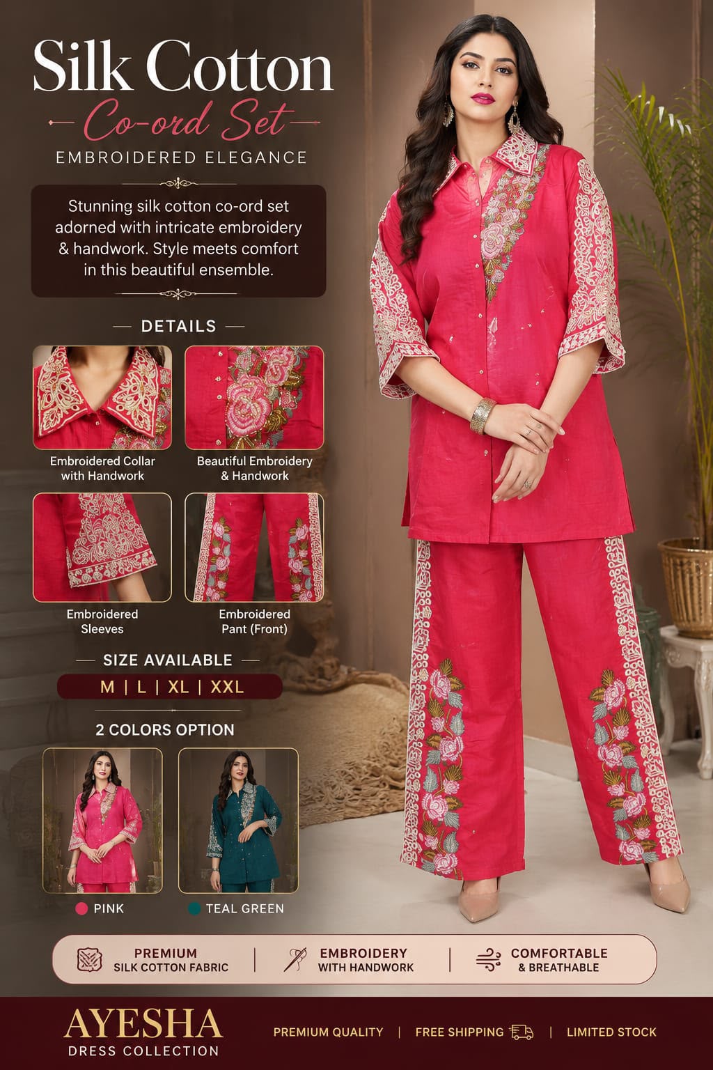 pink Silk Cotton Co-ord set